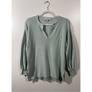 Loft Light Sage Green Sweater with Bubble sleeves Size Small